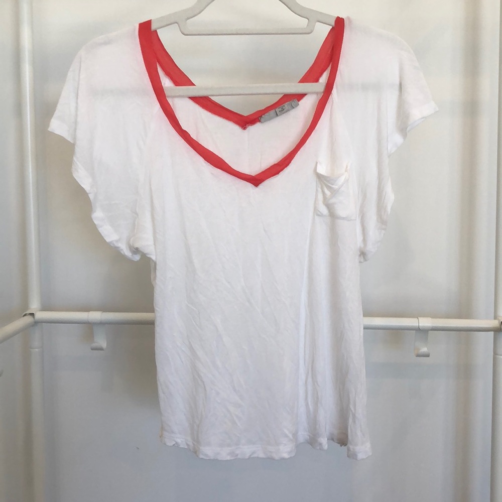 White t shirt with red trim
